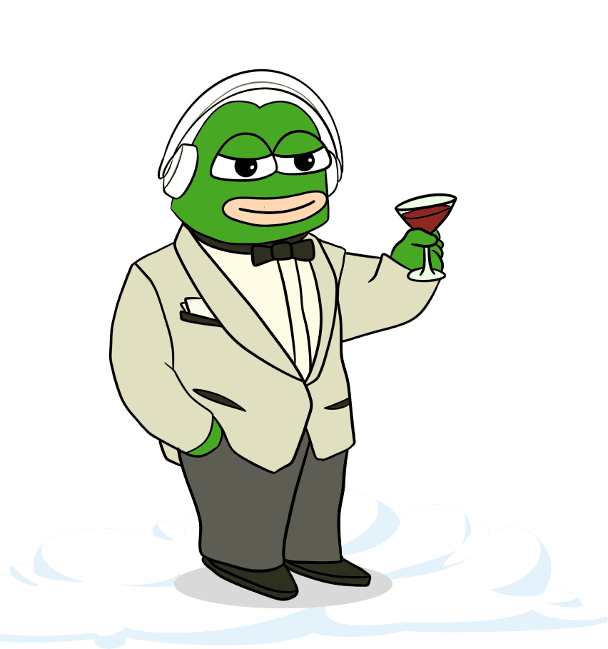 frog in coat having drink